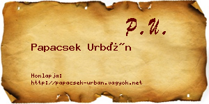 Papacsek Urbán névjegykártya